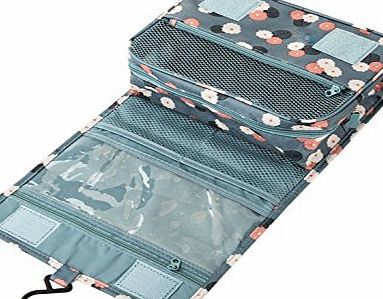Kinzd Toiletry Bag For Women - Portable Hanging Personal Organizer Bag - Perfect for Travel/Outdoor (Blue)