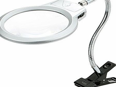 KKmoon 2.5X 107MM 5X 24MM LED Illuminating Magnifier Metal Hose Magnifying Glass Desk Table Reading Lamp Light with Clamp