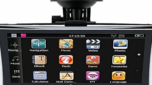KKmoon 7`` HD Touch Screen Portable GPS Navigator 128MB RAM 4GB ROM FM MP3 Video Play Car Entertainment System with Back Support  Free Map