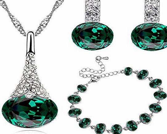 Klaritta Emerald Green Christmas Jewellery Set Earrings Bracelet Necklace Pendant S839