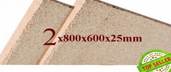 Klimaworld 2x25 mm Vermiculite Plate Fire protection boards 800x600x25mm Fireclay refractory clay dead clay Replacement