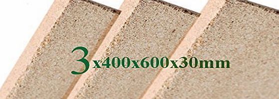 Klimaworld 3x30 mm Vermiculite Plate Fire Protection Plate 400x600x30mm Fireclay Spare