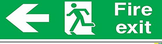 KPCM Display Fire exit left safety sign - Self adhesive sticker 300mm x 100mm