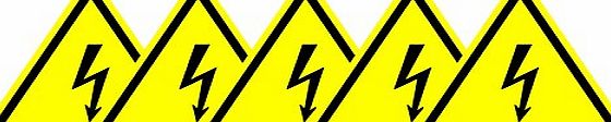 KPCM Display ISO Safety Label Sign - International Warning, Electricity Symbol - Self adhesive sticker 50mm Diameter (PACK OF 5 STICKERS)