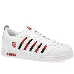 Male Fenley Ss Too Leather Upper Fashion Trainers in White and Red