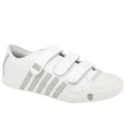 Male Moulton Strap Leather Upper Fashion Trainers in White and Grey