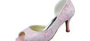 Lace Stiletto Heel Pumps Womens Shoes Pink