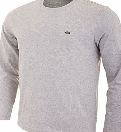 Lacoste 2015 Mens TH5276 Long Sleeved Cotton T Shirt - Silver Chine - Size 5 - L