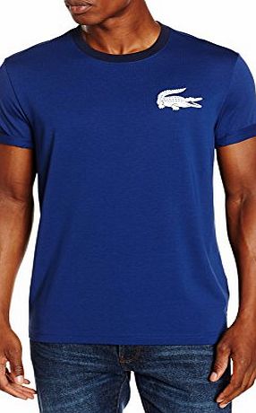 Lacoste L!VE Mens Th1328-00 T-Shirt, Bleu (Jazz/Blanc-Marine), Large