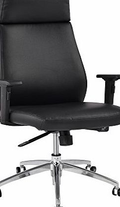 LANGRIA Comfortable High Back Leather Executive Chair for Home and Office Use, 2D Adjustable Armrests, Back Tilt Mechanism, 360 Degree Swivel, Max Weight Capacity 150kg, Black Back