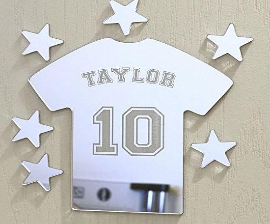 Laserables Football Tshirt Mirror Set Personalised Door Name Plaque Boy Girls Bed Room Sign