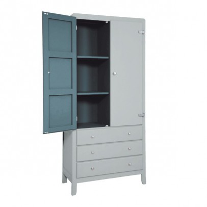 Laurette 3 Shelf Wardrobe - Light Grey/Dark Grey `One size