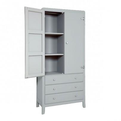 Laurette 3 Shelf Wardrobe - Light Grey `One size