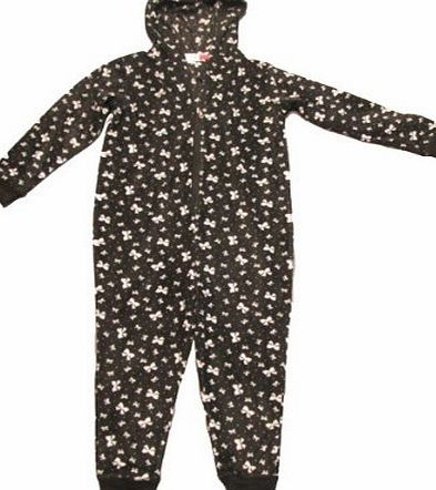 LD Outlet Nifty Kids Girls All In One Bow Print Hooded Onesie - 5-6 Yrs