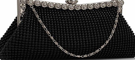 LEESUN LONDON Womens Beautiful Sparkly Crystal Satin Evening Party Clutch Bag