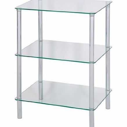 Levv 3-Tier Glass Square Shelving Unit, Clear