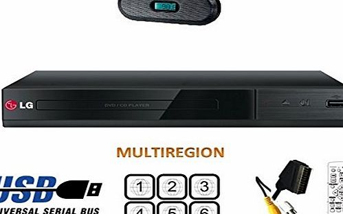 LG Electronics LG DP132 Multiregion / Multi Format Compact Size (25Cm) DVD PLayer with USB Plus JPG Playback amp; Divx Includes Phono to Scart lead amp; Mamp;S berry speaker/Radio