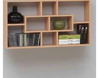 LHS PREMIUM Stylish Beech Colour Wall Mounted Shelf Unit Rack for CD DVD Books Ornaments by DMF