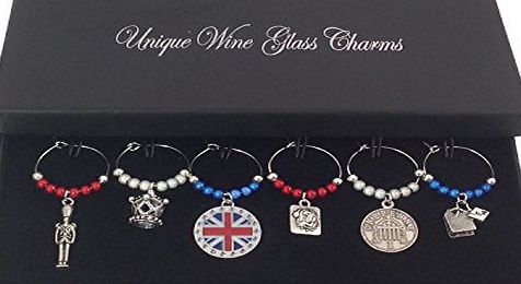 Libbys Market Place Great Britain / British Wine Glass Charms with Gift Box by Libbys Market Place