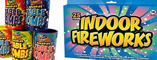 Lifetyleshopping 5 x Table Bombs amp; 25 Indoor Fireworks Huge Party Value Pack Set
