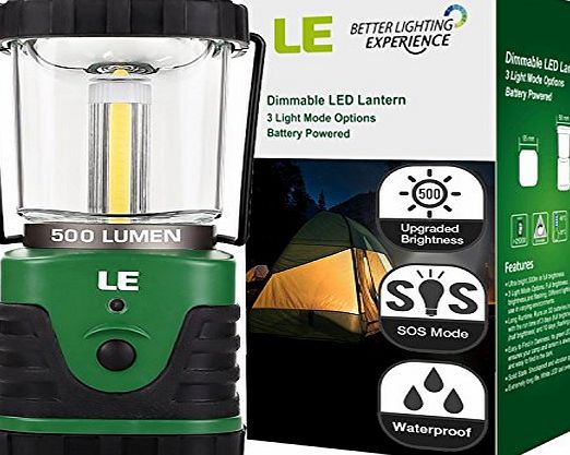 Lighting EVER LE Ultra Bright 500lm LED Lantern, 9W, 3 Lighting Modes, Battery Powered, Water Resistant, Home, Garden and Camping Lanterns for Hiking, Camping, Emergencies, Hurricanes, Outages, LED Camping Lantern