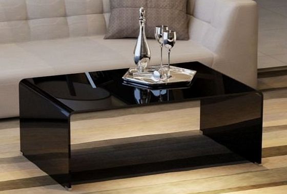 Limitless Base New Stunning Bent Glass Contemporary Designer Curved Coffee Table In Clear Glass or Black By Limitless Base (Black)