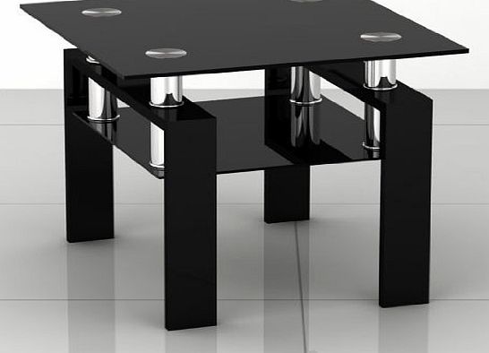 Limitless Base Square Black Glass Coffee/Side/End Table with Black Legs By Limitless Base