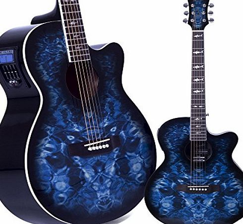 Lindo Guitars Lindo Shark Electro-Acoustic Guitar with Preamp and Padded Gigbag - Sea Blue