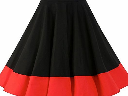 Lindy Bop Ohlson Black Red Circle Skirt (Size 14)