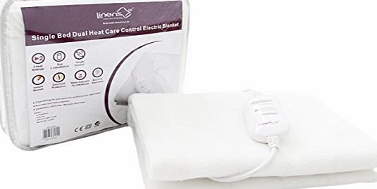 Linens Limited Dual Heat Care Control Washable Electric Blanket, Single