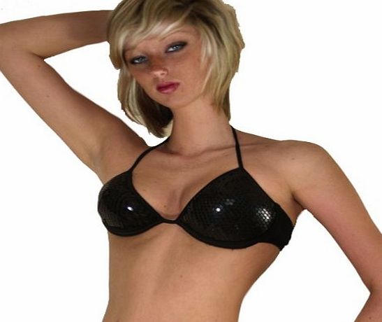 Lingerie 24-7 Sequin Padded Bikini Top (UK8, Black)