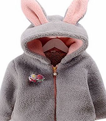 Little Hand Baby Girls Coats Lovely Rabbit Hooded Pearl Zip Padded Jackets Outerwear 6-36 Months