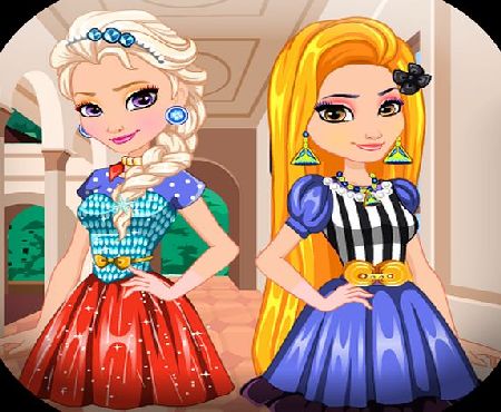 LittleGameKids Co Dress up Rapunzel and Elsa to school