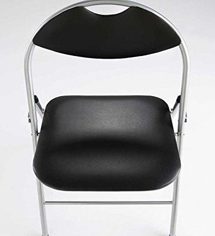Living Folding Black faux Leather Padded Office chair Fold Up Dinning seat