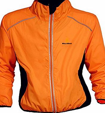 Lixada WOLFBIKE Cycling Jersey Men Riding Breathable Jacket Cycle Clothing Bicycle Long Sleeve Wind Coat (Orange, 3XL)