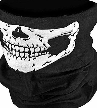 Lmeno Black Skull Face Mask Stretchable Windproof Half Facemask Headwear Motorcycle Biker Cycling Riding mask Face Neck Warmer Duty helmet