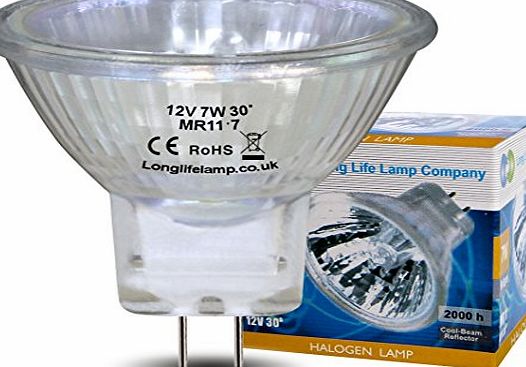 Long Life Lamp Company 2 x MR11 7w Halogen Light Bulbs Lamp 12v 7W Bulb Fibre Optic Christmas Tree bulb