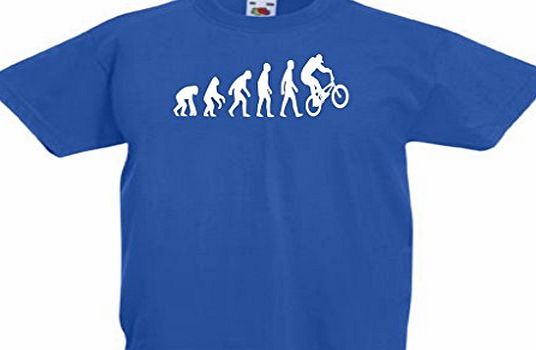 Loopyparrot Evolution of man BMX kids childrens t-shirt 3-13 years - Blue - 12/13 years