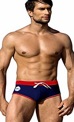 Lorin Men Swimming Swim Trunks Briefs Underwear Swimwear Shorts (L, Navy)