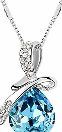 LUFA For Women and Ladies Angel Tears Crystal Necklace Rhinestone Drop Chain Necklace Water Drop Necklaces Blueamp;45cm