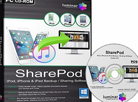 Luminar Software SharePod - iPod, iPhone amp; iPad Backup / Recovery / Sharing / Transfer Software (PC)