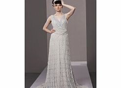 Luxury V-neck Sleeveless Lace Evening Dresses