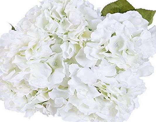 Luyue 5 Big Heads Artificial Silk Hydrangea Bouquet Fake Flowers Arrangement Home Wedding decor (Cream)