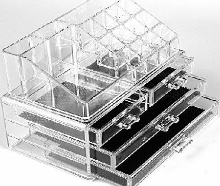 Macallen Cosmetic Make Up Clear Acrylic Organiser 20 Sections with Drawers