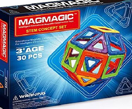 Magmagic Building Block Magnetic Toys, 30 Piece Starter Inspire Kit, Preschool Skills Educational Game Construction Stacking Sets