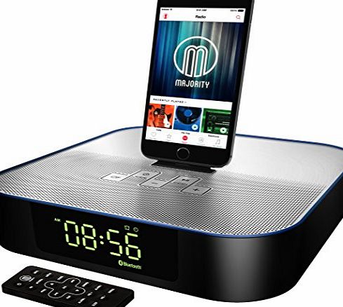 MAJORITY Titan Speaker Docking Station Bluetooth Alarm Clock FM Radio Lightning Dock for iPhone 5 5S 5C 6 6  6S 7 7  iPad Air Mini iPod