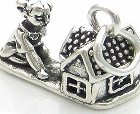 Maldon Jewellery Girl playing with Dolls House sterling silver charm .925 x1 Toys Charms SSLP4480