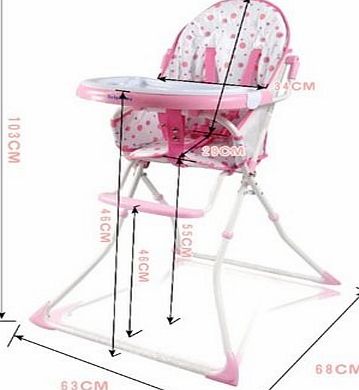MAMAKIDDIES  Foldable Baby Feeding Highchair (Pink)