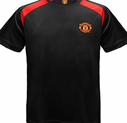 Manchester United F.C. Manchester United FC Official Gift Mens Poly Training Kit T-Shirt Black Medium