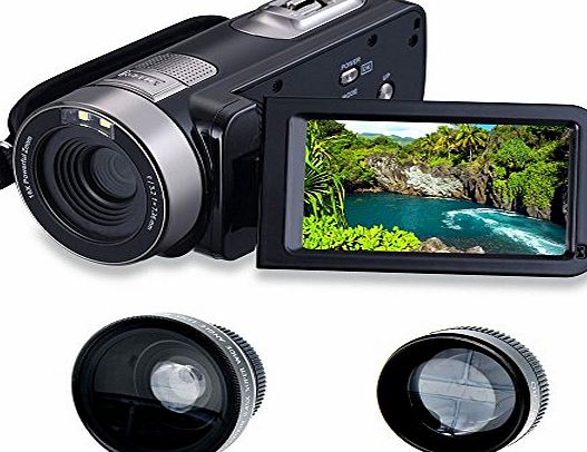 MARVUE HDV-M301S FHD 1080P Digital Video Camcorder Wide Angle Macro Fisheye Shooting 24MP 3 Inch Screen Remote Camera